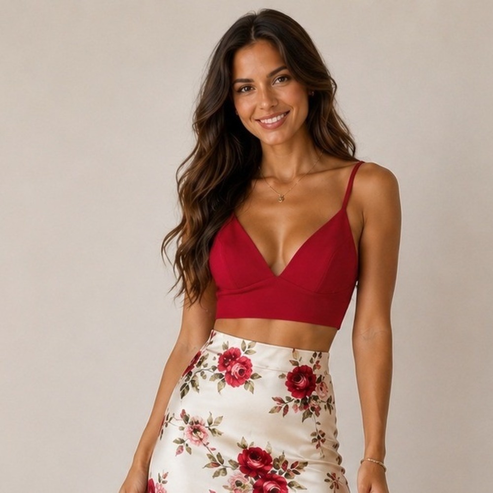 MC Company Brazil VNeck Crop Top Streetwear Trendy Sleek Party Going Out Club